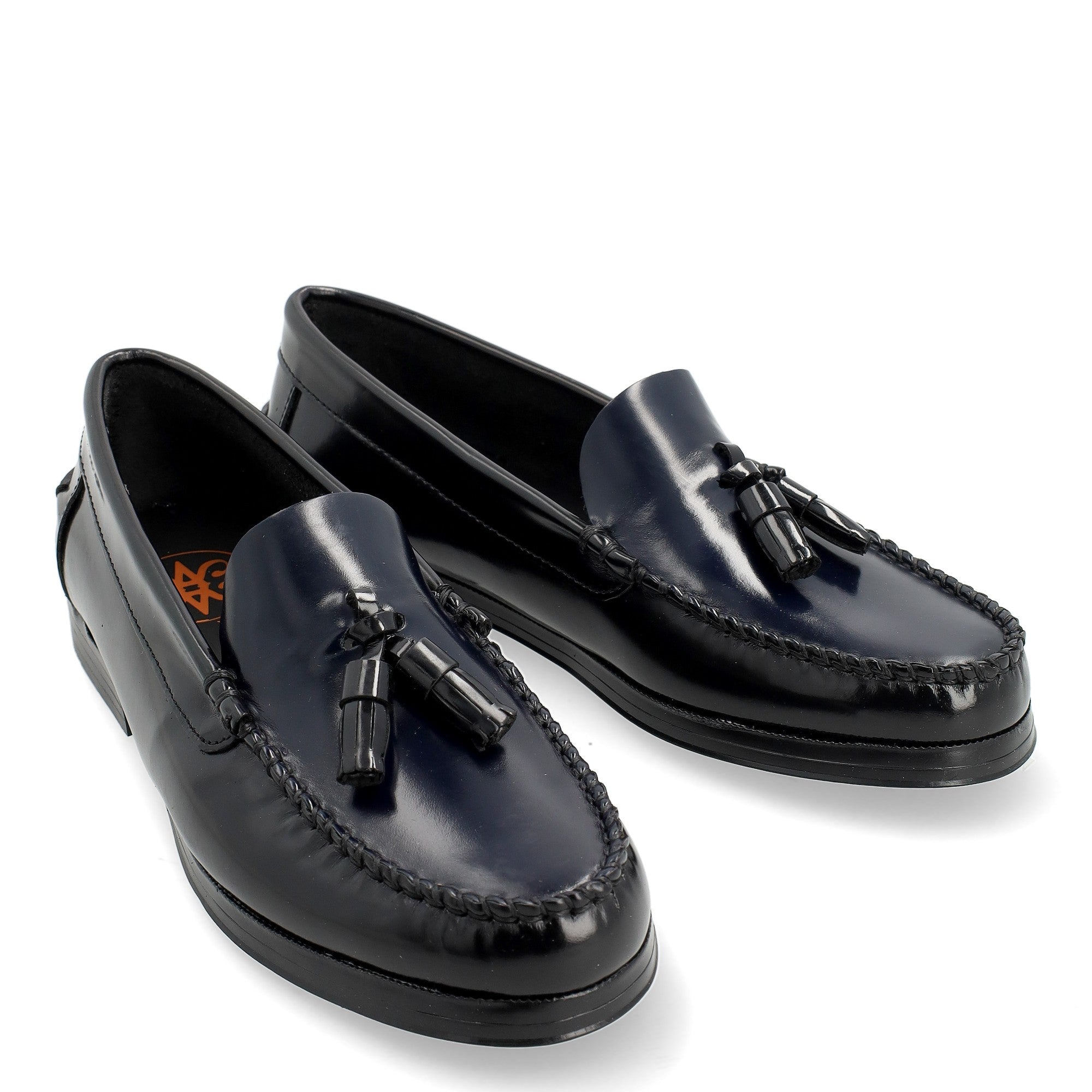 Híspalis Camaleón Negro/Marino · Castellano Mujer · Borlas · Piso Antideslizante