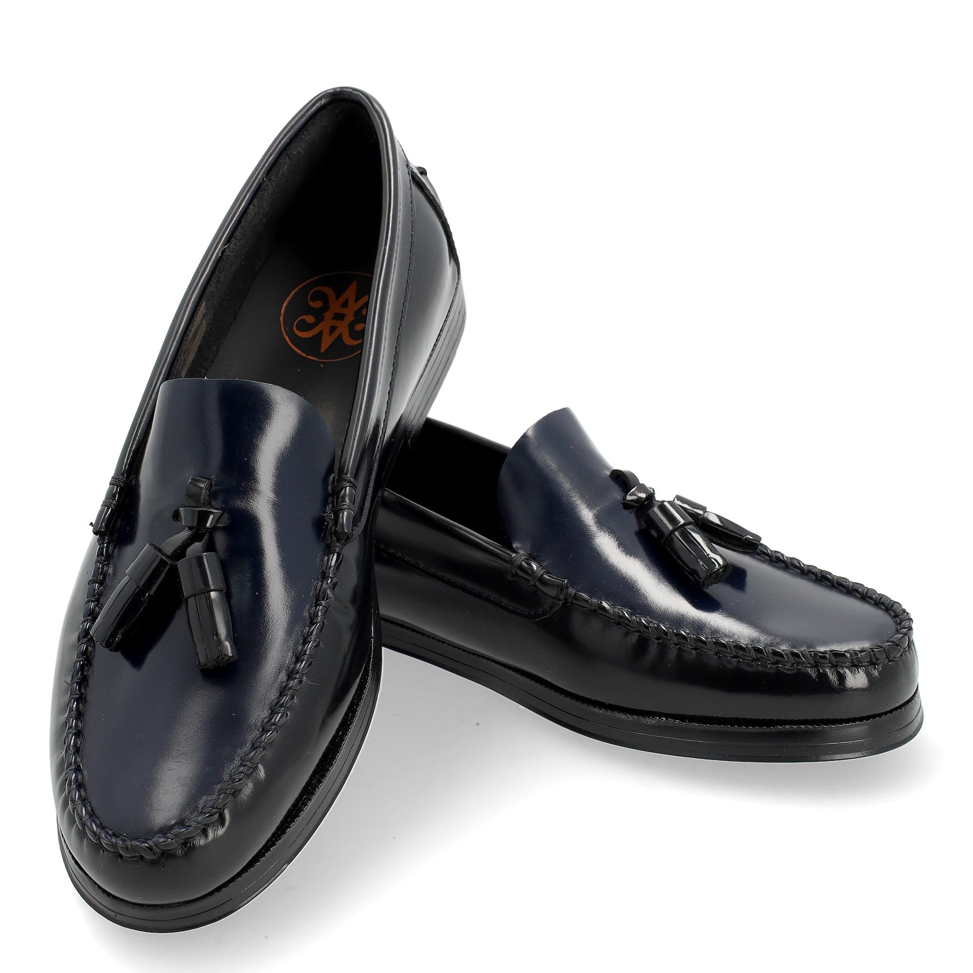 Híspalis Camaleón Negro/Marino · Castellano Mujer · Borlas · Piso Antideslizante